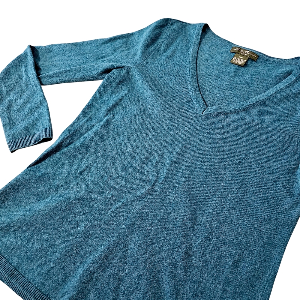 Eddie Bauer Teal V-Neck Sweater - Size M - Picture 4 of 9